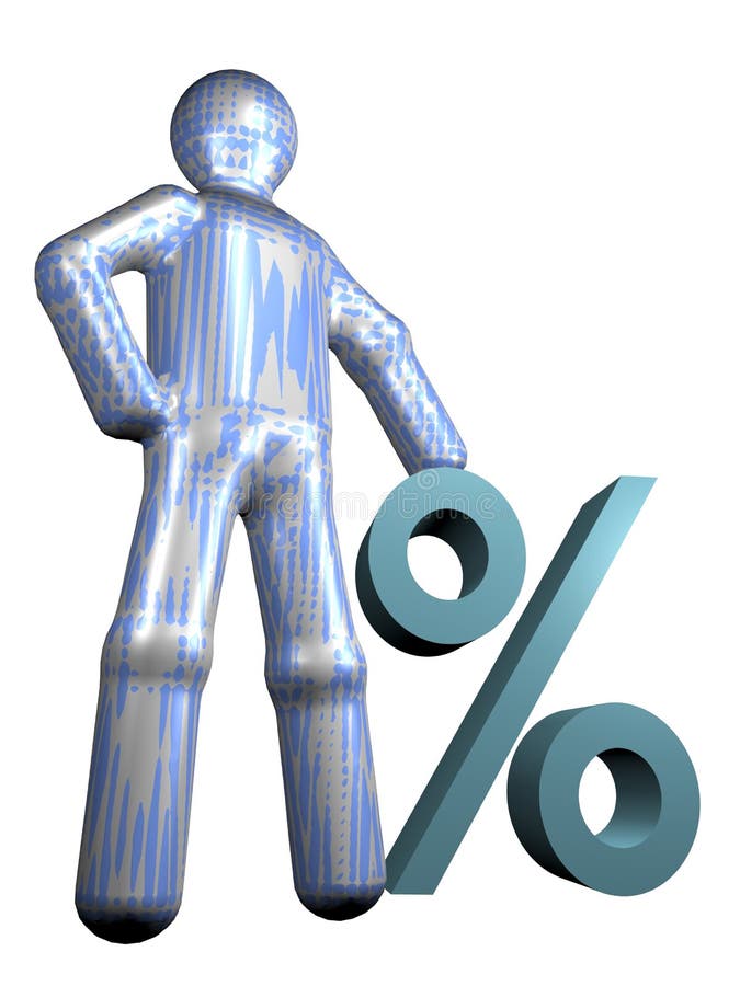An illustrated person beside a percentage sign. An illustrated person beside a percentage sign.