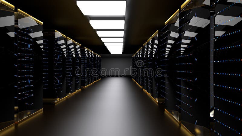 Центр данных комнаты сервера перевод 3d стоковые изображения Центр данных комнаты сервера перевод 3d стоковые изображения