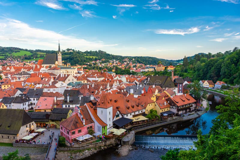 CESKY KRUMLOV, CZECH REPUBLIC, 1 AUGUST 2020: Amazing cityscape of the historic center. CESKY KRUMLOV, CZECH REPUBLIC, 1 AUGUST 2020: Amazing cityscape of the historic center