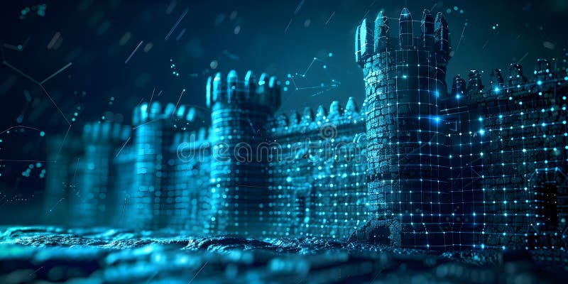 цифровая крепость : защита от возникающих киберугроз. концепция защиты данных кибербезопасности иллюстрация штока