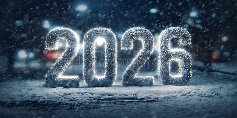 Цифровая праздничная открытка с светящимся фоном обоев 2026 года для сезонных поздравлений Праздничный маркетинг или Новый год бесплатная иллюстрация