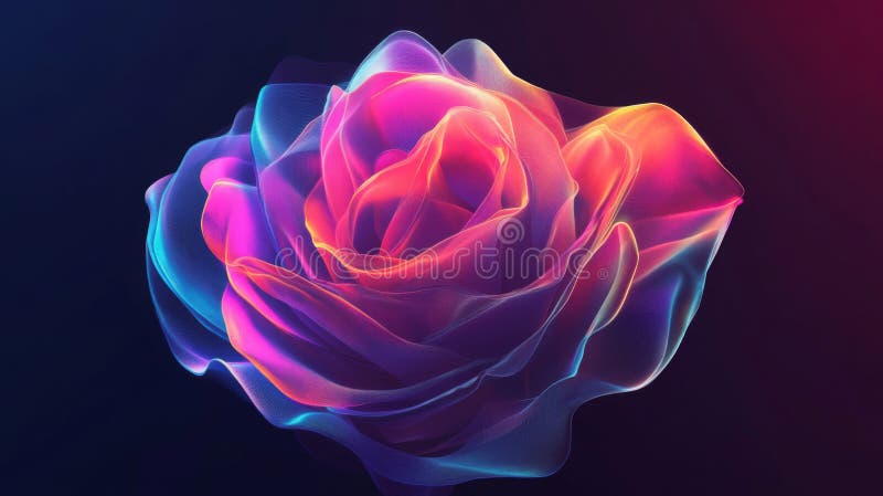 Цифровое искусство Neon Rose с светящимися частицами бесплатная иллюстрация