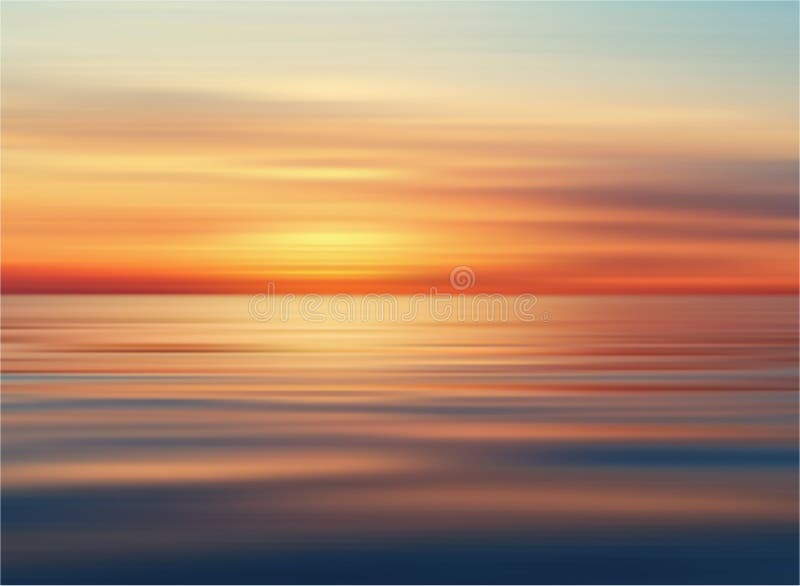 Цифровое произведение 'Serene Sunset Over Calm Sea', предлагающее фон транквиля для различных видов применения. иллюстрация вектора
