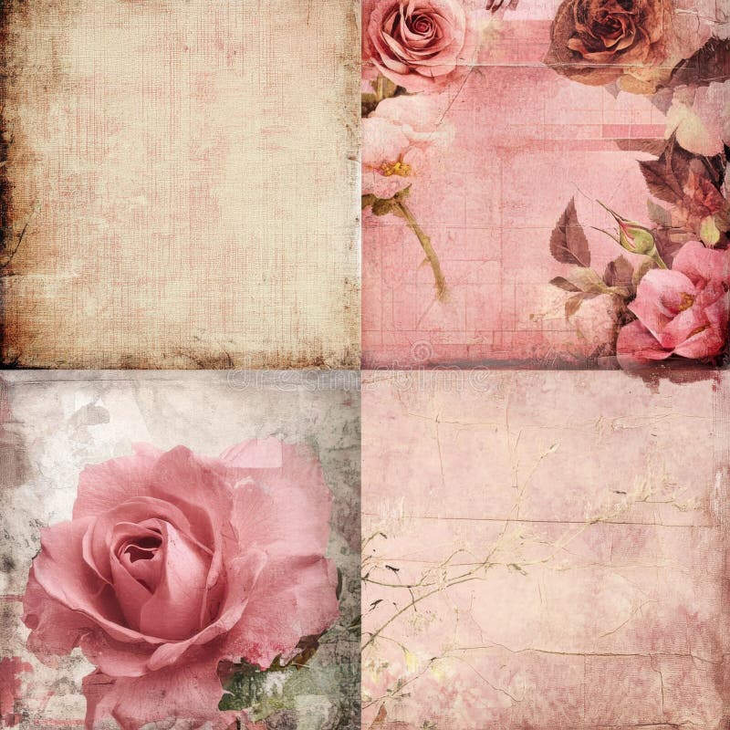 Цифровые документы Shabby Chic Rose для проектов по созданию и дизайну иллюстрация штока
