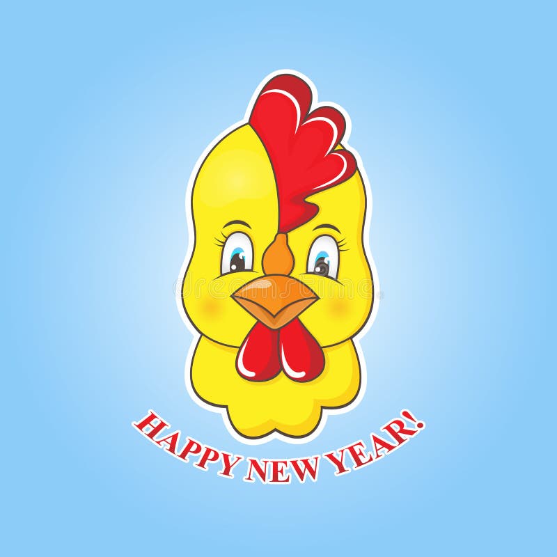 Цыпленок стикера желтый на голубой предпосылке Символ петуха Нового Года 2017 бесплатная иллюстрация Цыпленок стикера желтый на голубой предпосылке Символ петуха Нового Года 2017 бесплатная иллюстрация