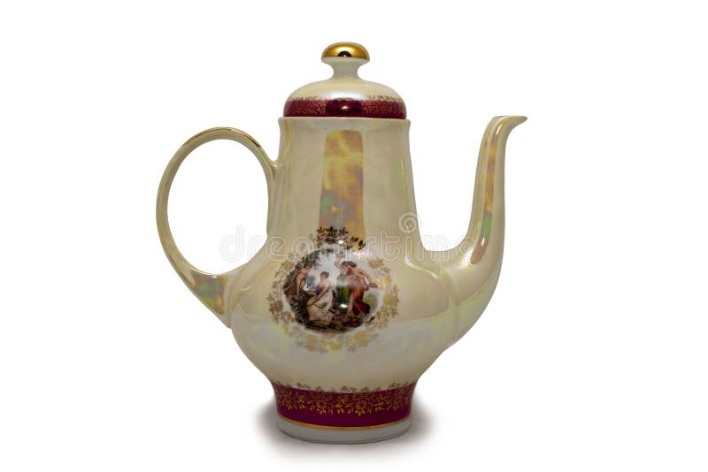 The ceramic samovar teapot on white background. The ceramic samovar teapot on white background