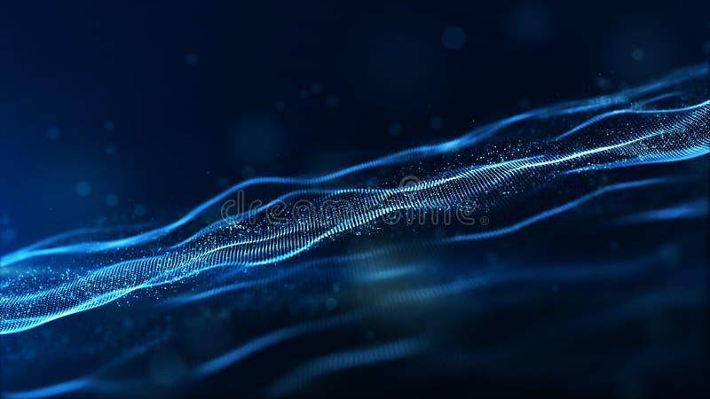 Частицы абстрактного голубого цвета цифровые развевают с bokeh и светлой предпосылкой иллюстрация штока Частицы абстрактного голубого цвета цифровые развевают с bokeh и светлой предпосылкой иллюстрация штока