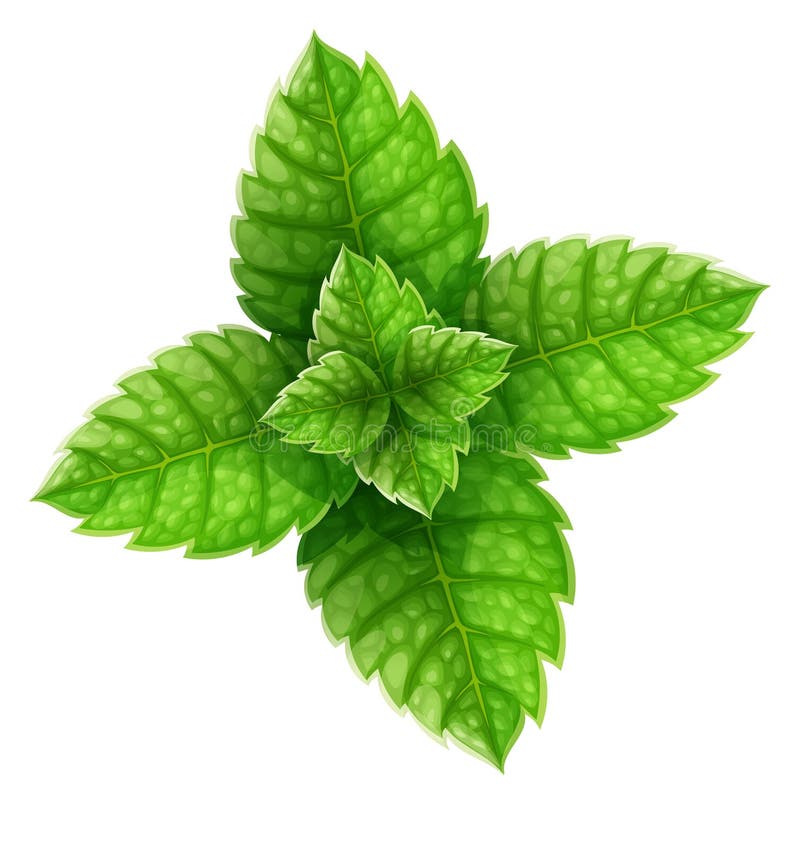 Чеканьте зелёные листья на вид сверху mojito напитка. Иллюстрация. бесплатная иллюстрация