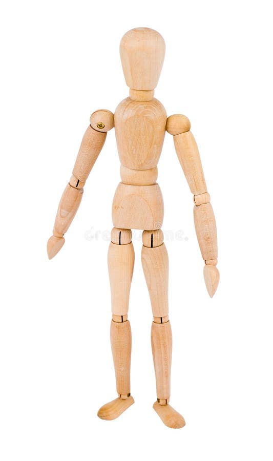 A wooden man, isolated over white background. A wooden man, isolated over white background