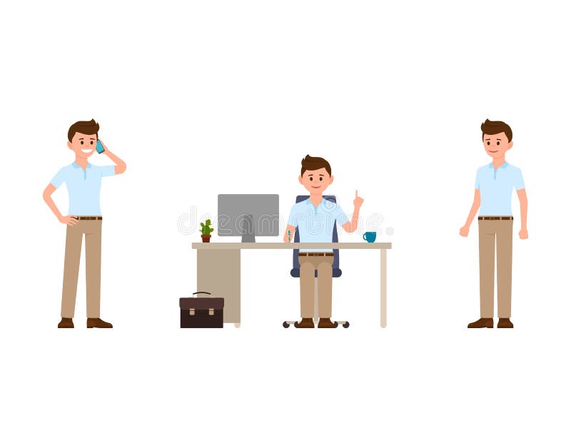 Человек на персонаже из мультфильма работы Vector иллюстрация говорить на телефоне, сидя на столе, стоящий клерк офиса иллюстрация вектора Человек на персонаже из мультфильма работы Vector иллюстрация говорить на телефоне, сидя на столе, стоящий клерк офиса иллюстрация вектора