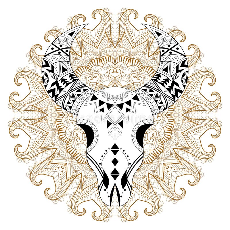 Череп Zentangle стилизованный животный на цыганской мандале Freehand vecto бесплатная иллюстрация Череп Zentangle стилизованный животный на цыганской мандале Freehand vecto бесплатная иллюстрация