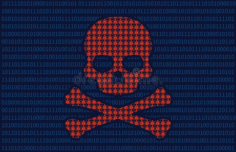 Череп инфекции компьютерного вируса иллюстрации смерти плоской для вебсайтов бесплатная иллюстрация Череп инфекции компьютерного вируса иллюстрации смерти плоской для вебсайтов бесплатная иллюстрация