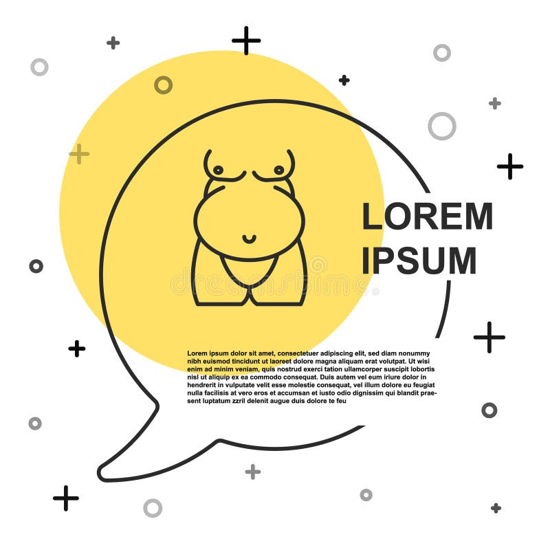 Черная линия значок ожирения изолирован на изолированном белом фоне. Нездоровый образ жизни. Неправильная еда. Случайные динамичес иллюстрация вектора