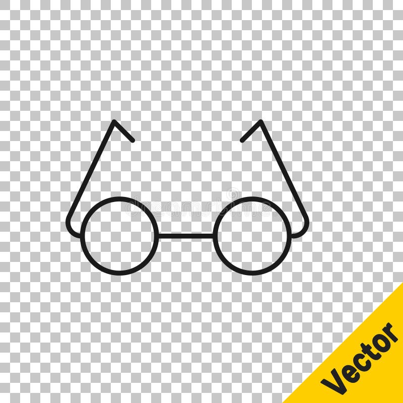 Черная линия значок очков в изоляции на прозрачном фоне. Символ eyeglass рамки. Вектор бесплатная иллюстрация