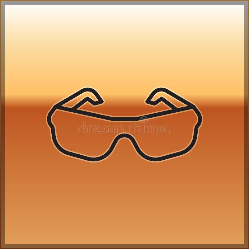 Черная линия значок очков в изоляции на фоне золота. Символ eyeglass рамки. Вектор бесплатная иллюстрация