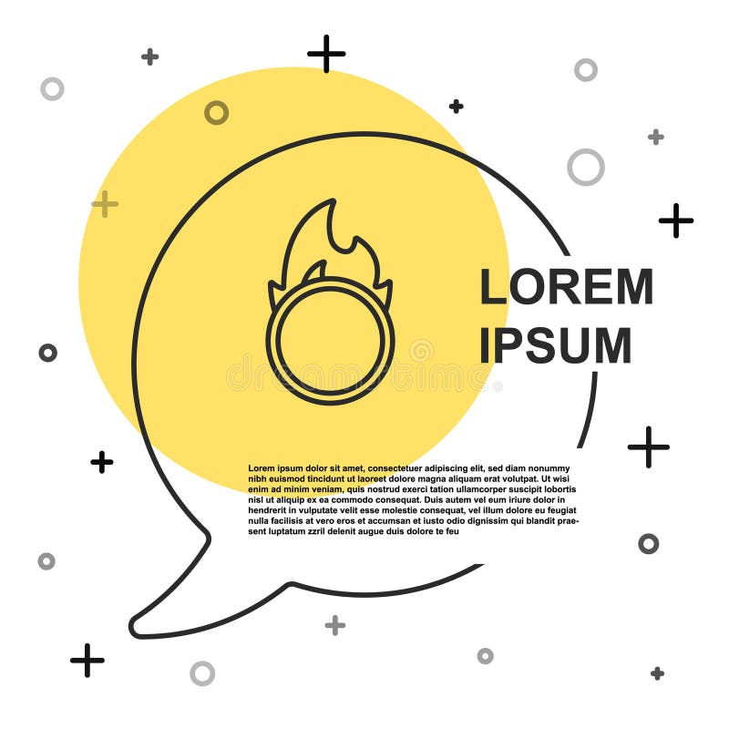 Черная линия Цирк огонь обруч значок изолирован на белом фоне. Кольцо пламени. Круглый огненный каркас. Случайная динамика бесплатная иллюстрация