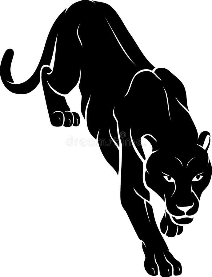 Isolated vector illustration of crouching black wild panther, full view. Isolated vector illustration of crouching black wild panther, full view.