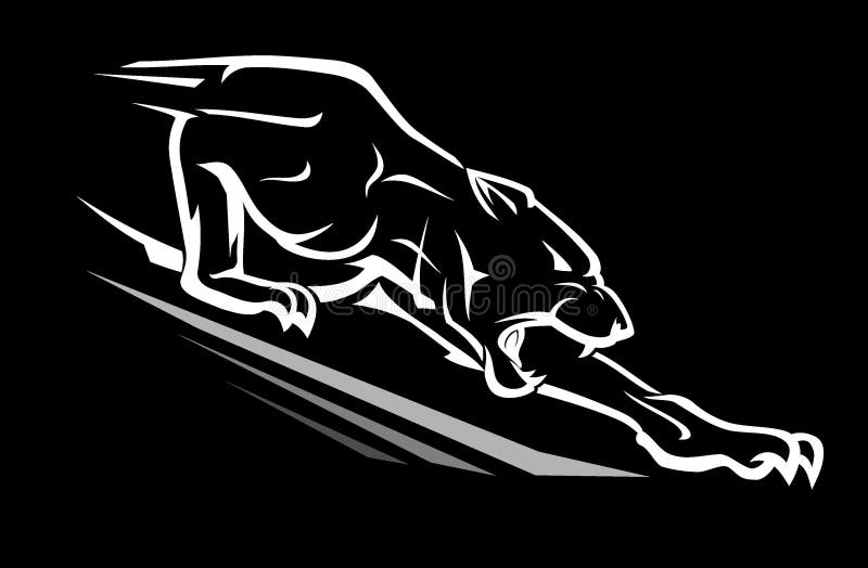 Isolated vector illustration of black line art abstract panther in side view. Isolated vector illustration of black line art abstract panther in side view.