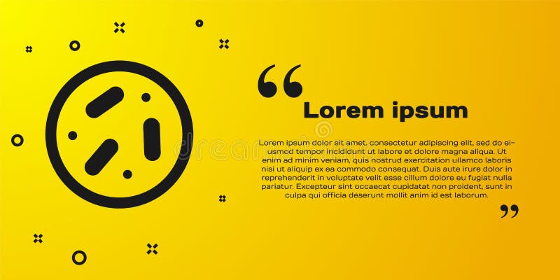 черная чашка петри с иконой бактерий на желтом фоне. вектор иллюстрация штока