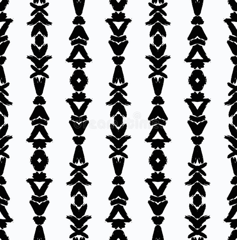 Vector Black Ethnic Brush Strokes Vertical Pattern. Black and white ornament, decorated background. Vertical painted seamless pattern. Grunge design for fabric print, paper card, table cloth. Vector Black Ethnic Brush Strokes Vertical Pattern. Black and white ornament, decorated background. Vertical painted seamless pattern. Grunge design for fabric print, paper card, table cloth.