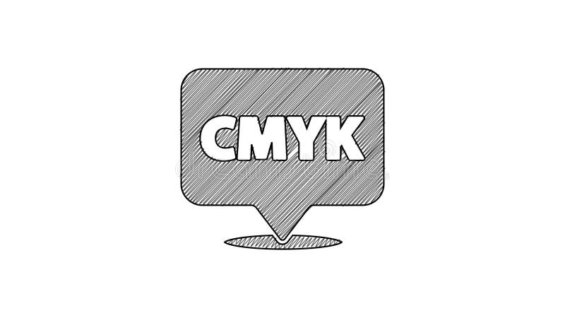 черно-линейный пузырь речи с помощью значка текста cmyk, изолированного на белом фоне 4k видеоанимация иллюстрация вектора