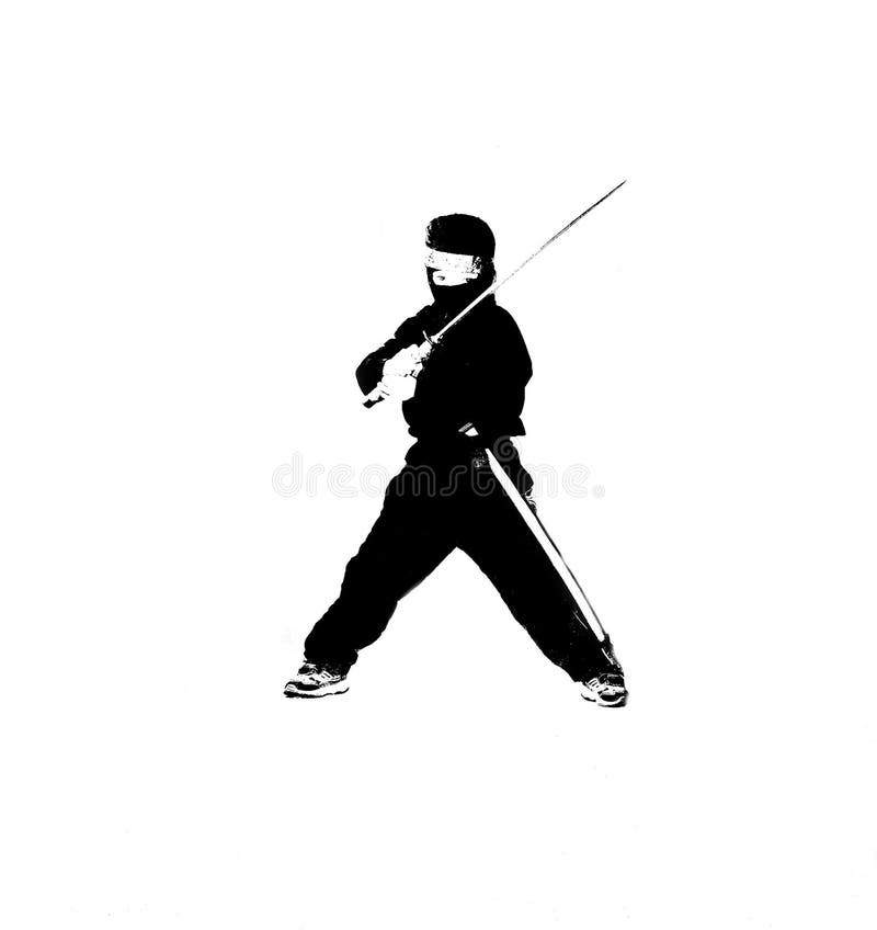 черное ninja ребенка стоковая фотография черное ninja ребенка стоковая фотография