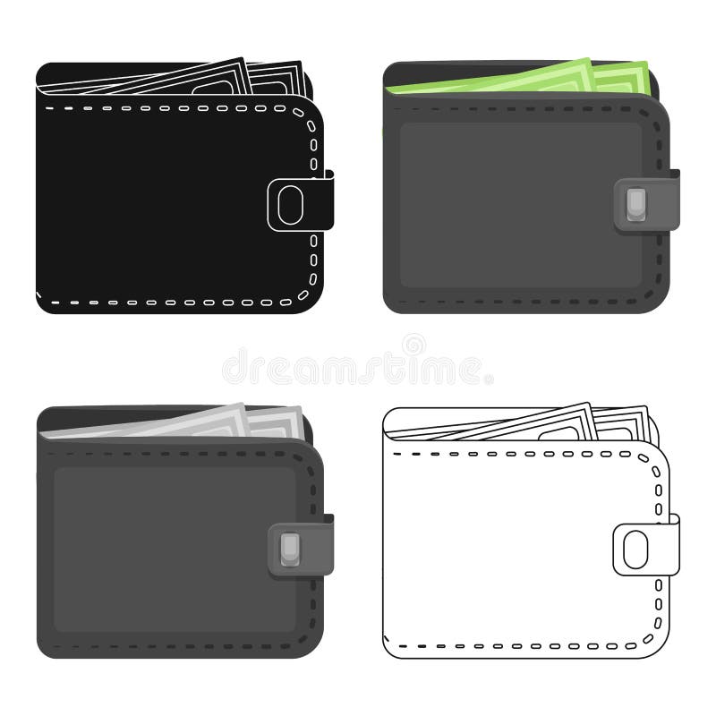 Черное кожаное портмоне с долларом денег Платежное средство такси ...