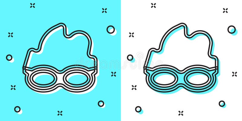 черные очки для плавания, изолированные на зеленом и белом фоне. плавательные очки. ныряние под водой иллюстрация штока