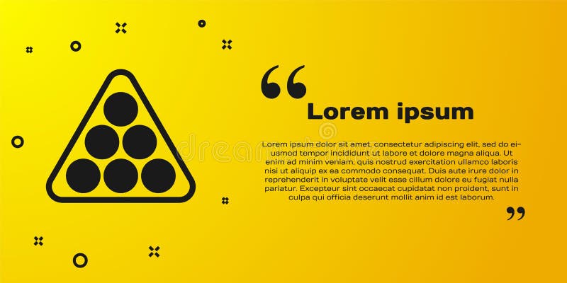 Черные шарики бильярда в значке треугольника кабинета изолированном на желтом фоне Вектор бесплатная иллюстрация
