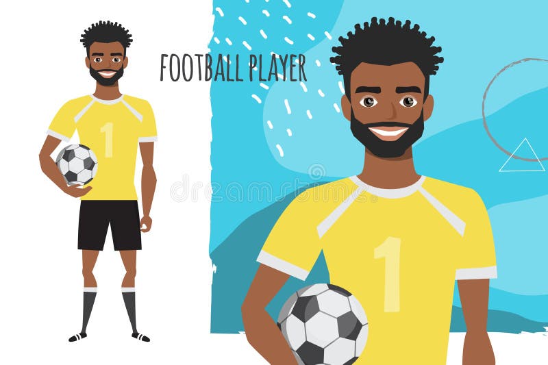 Черный Афро-американский характер футбола ball player soccer иллюстрация штока Черный Афро-американский характер футбола ball player soccer иллюстрация штока