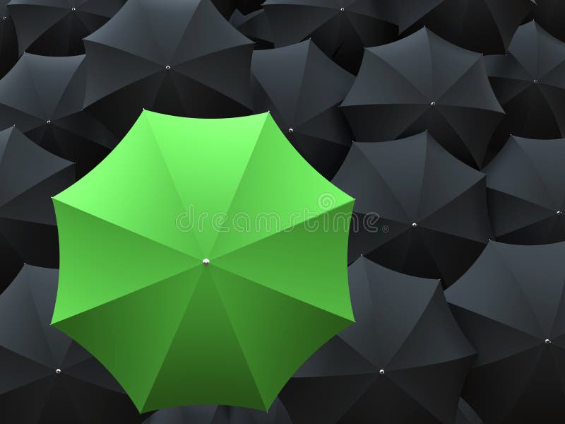 черный зеленый цвет много зонтиков одного