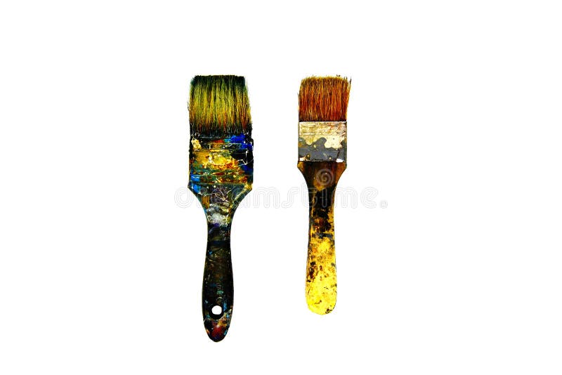 Черный пакостный paintbrush 2 запятнанный цвет на изолированной белой предпосылке стоковая фотография Черный пакостный paintbrush 2 запятнанный цвет на изолированной белой предпосылке стоковая фотография