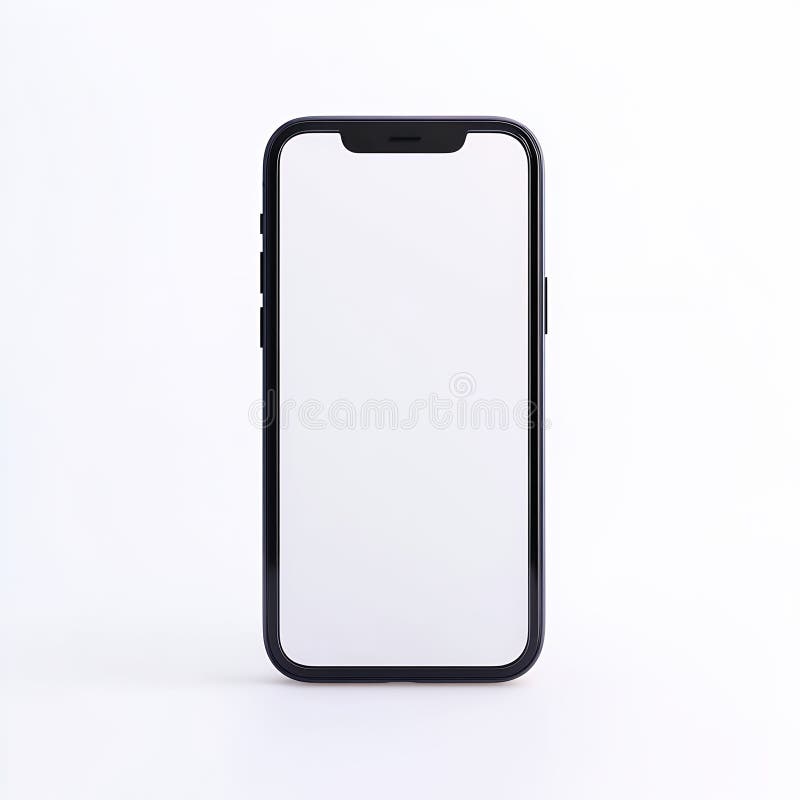 Черный смартфон с пустым экраном на белом фоне иллюстрация вектора
