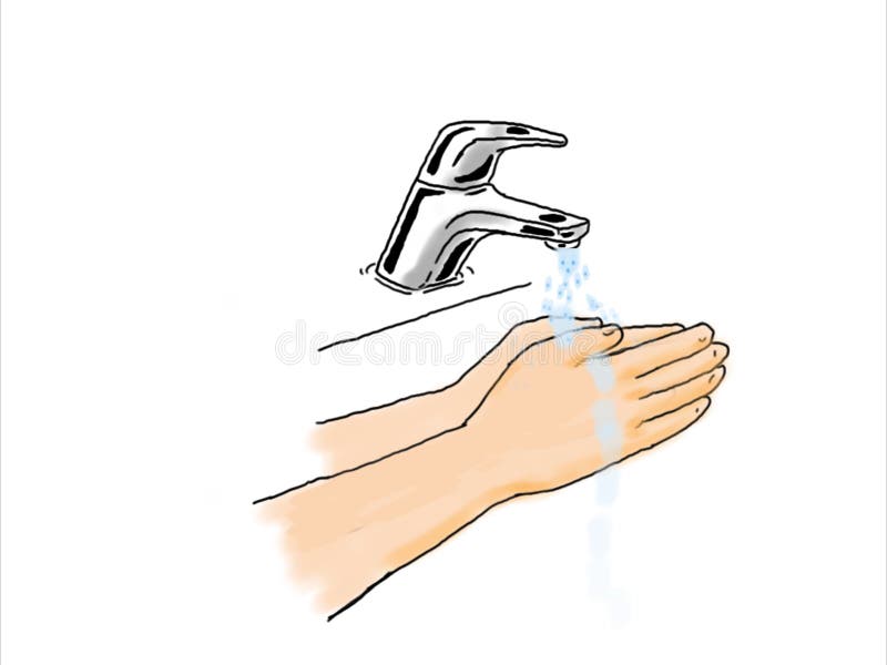 Чертеж крана Faucet воды стирки руки иллюстрация штока Чертеж крана Faucet воды стирки руки иллюстрация штока