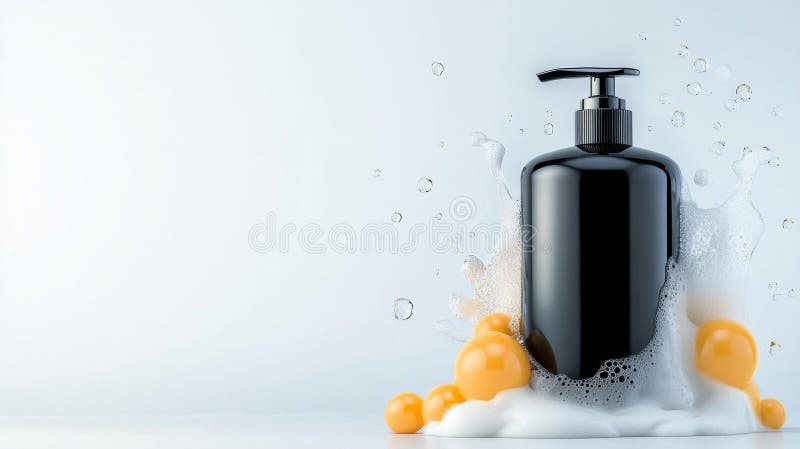 Чёрная мыльная бутылка с акцентами 'Золотой пузырь' иллюстрация вектора