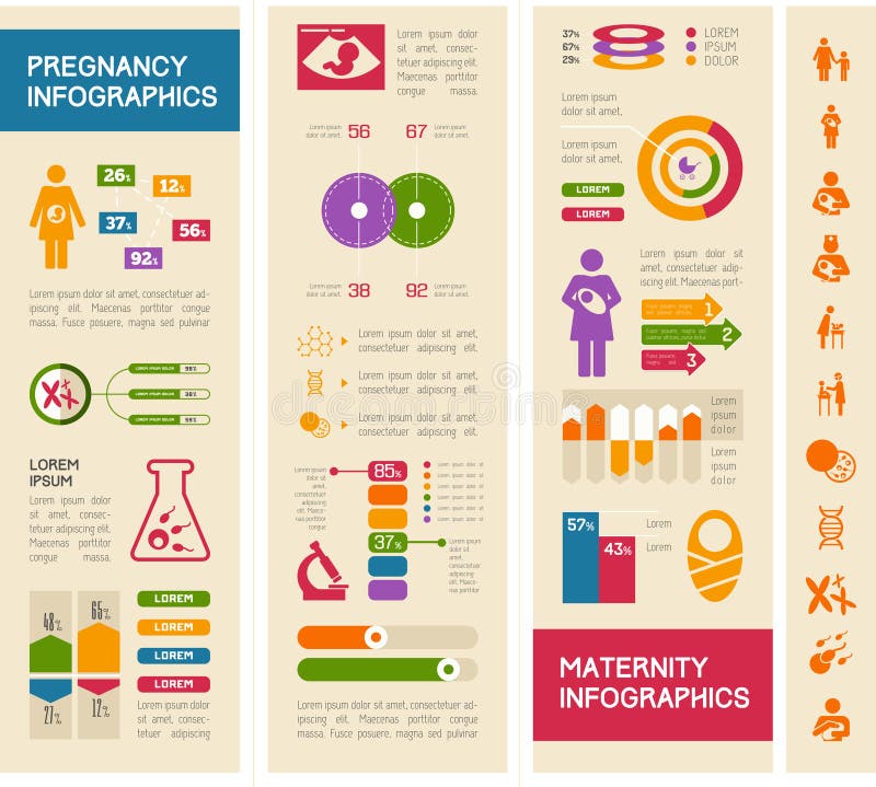Flat Maternity Infographics Elements plus Icon Set. Vector. Flat Maternity Infographics Elements plus Icon Set. Vector.