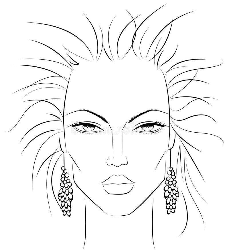 Sketch of a female face which can be a perfect template for makeup techniques. Sketch of a female face which can be a perfect template for makeup techniques