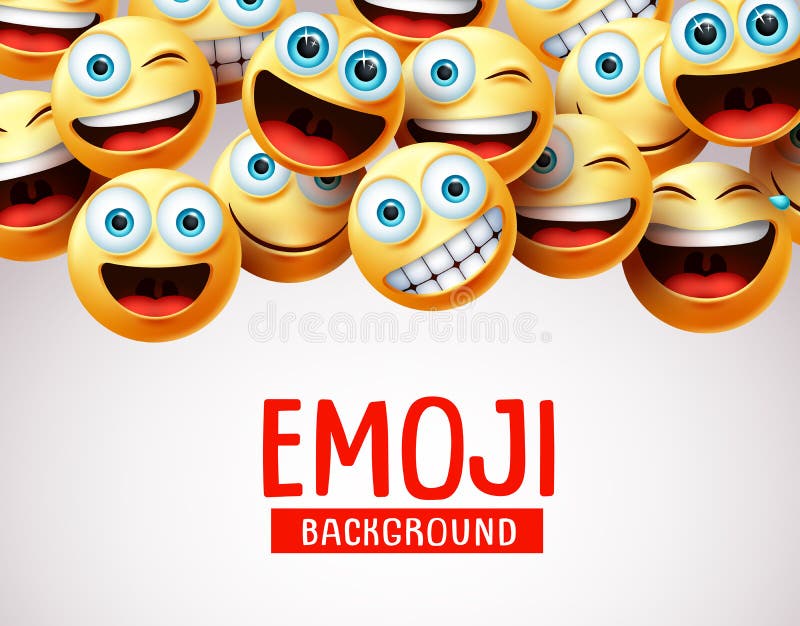 Шаблон вектора фона Emoji Фоновый текст Emoji с 3d реалистичным милым смайли лицом бесплатная иллюстрация