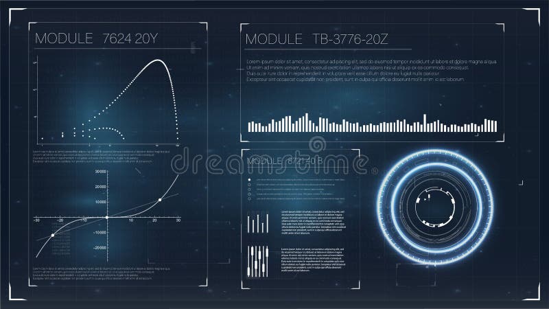 Шаблон дела с hud для дизайна концепции Экран радара цифров HUD UI бесплатная иллюстрация