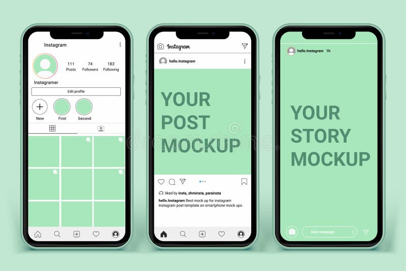 Шаблон должности instagram для истории профиля и питания на смартфонах. Социальное ux пользовательского интерфейса модель-макета с Шаблон должности instagram для истории профиля и питания на смартфонах. Социальное ux пользовательского интерфейса модель-макета с