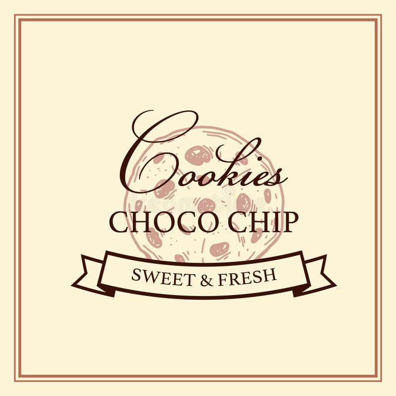 шаблон логотипа файлов cookie choco. векторная иллюстрация в стиле эскиза. дизайн для брендинга и упаковки. пекарня бесплатная иллюстрация