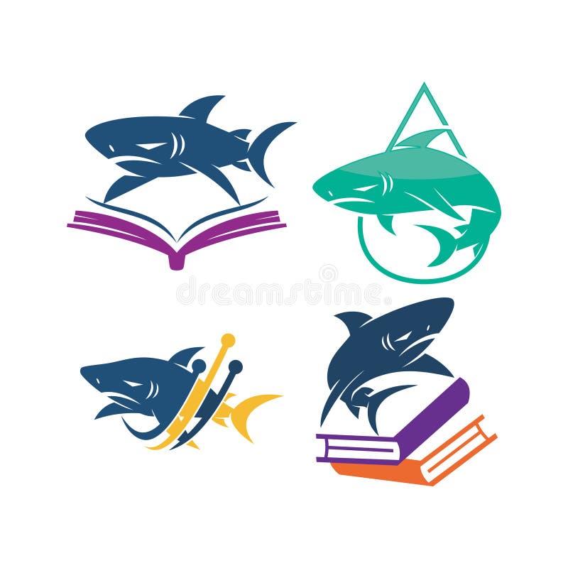 Шаблон набора векторных векторных векторов Shark Book Technology иллюстрация штока Шаблон набора векторных векторных векторов Shark Book Technology иллюстрация штока
