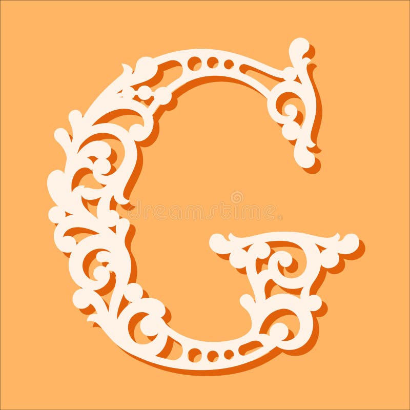 Laser cut template. Initial monogram letters. Fancy floral alphabet letter. May be used for paper cutting. Floral wooden alphabet font letter. Filigree cutout pattern. Vector illustration. Laser cut template. Initial monogram letters. Fancy floral alphabet letter. May be used for paper cutting. Floral wooden alphabet font letter. Filigree cutout pattern. Vector illustration.