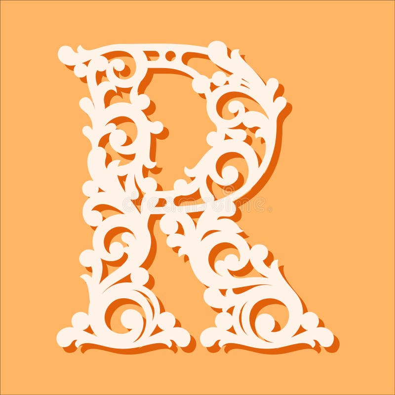 Laser cut template. Initial monogram letters. Fancy floral alphabet letter. May be used for paper cutting. Floral wooden alphabet font letter. Filigree cutout pattern. Vector illustration. Laser cut template. Initial monogram letters. Fancy floral alphabet letter. May be used for paper cutting. Floral wooden alphabet font letter. Filigree cutout pattern. Vector illustration.