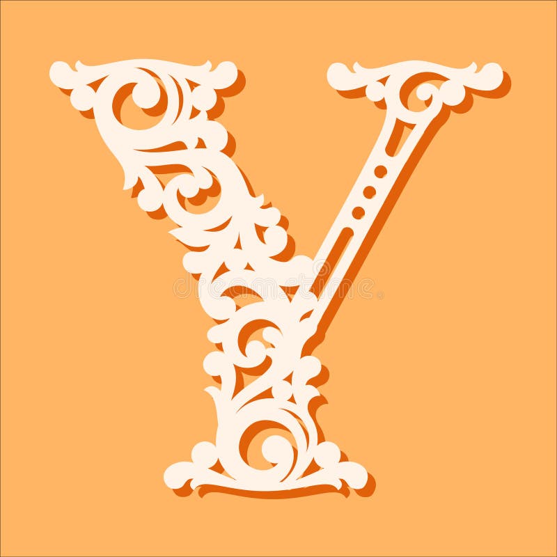 Laser cut template. Initial monogram letters. Fancy floral alphabet letter. May be used for paper cutting. Floral wooden alphabet font letter. Filigree cutout pattern. Vector illustration. Laser cut template. Initial monogram letters. Fancy floral alphabet letter. May be used for paper cutting. Floral wooden alphabet font letter. Filigree cutout pattern. Vector illustration.