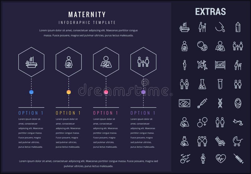 Maternity options infographic template, elements and icons. Infograph includes line icon set with pregnant woman, breast feeding, child care, reproductive technologies, ultrasound scan, baby etc. Maternity options infographic template, elements and icons. Infograph includes line icon set with pregnant woman, breast feeding, child care, reproductive technologies, ultrasound scan, baby etc.