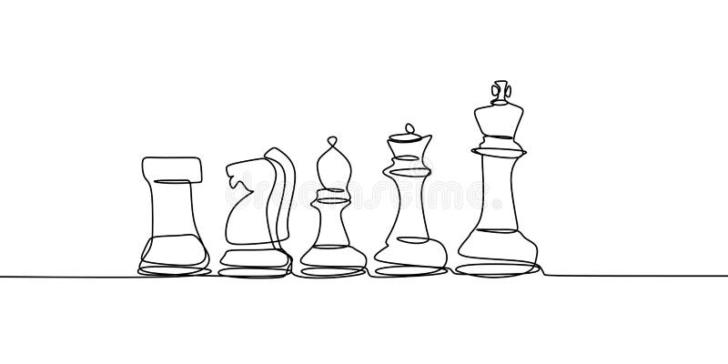 Vector Chess Continuous line drawing