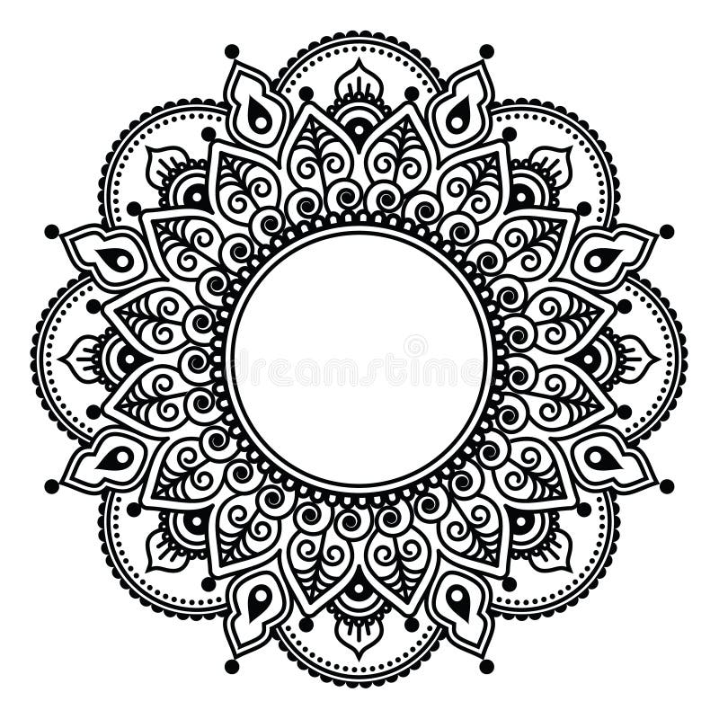 Шнурок Mehndi, дизайн или картина индийской татуировки хны круглый .