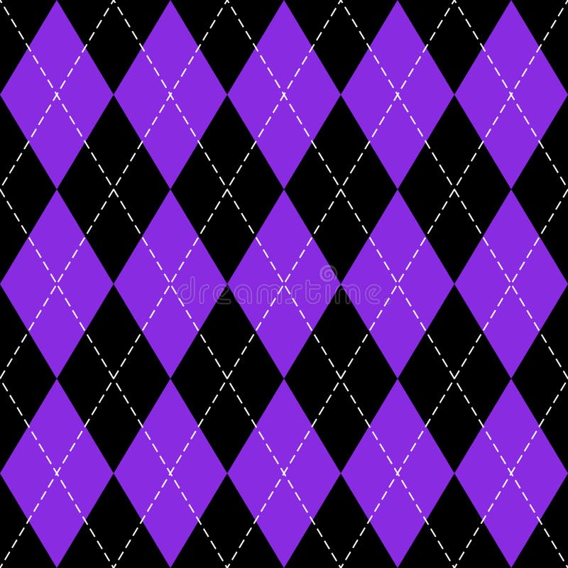 Argyle plaid. Proton purple argyle. Scottish pattern in black and purple rhombuses. Scottish cage. Traditional scottish background of diamonds. Seamless fabric texture. Vector illustration. Argyle plaid. Proton purple argyle. Scottish pattern in black and purple rhombuses. Scottish cage. Traditional scottish background of diamonds. Seamless fabric texture. Vector illustration