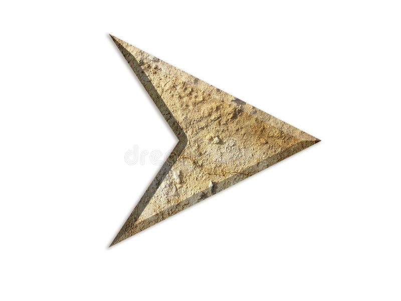 Шрифт знак стрелки иллюстрации 3d камня в изоляции на белом фоне. Шрифт знак стрелки иллюстрации 3d камня в изоляции на белом переводе фона 3d взломал старый винтажный поверхностный элемент дизайна